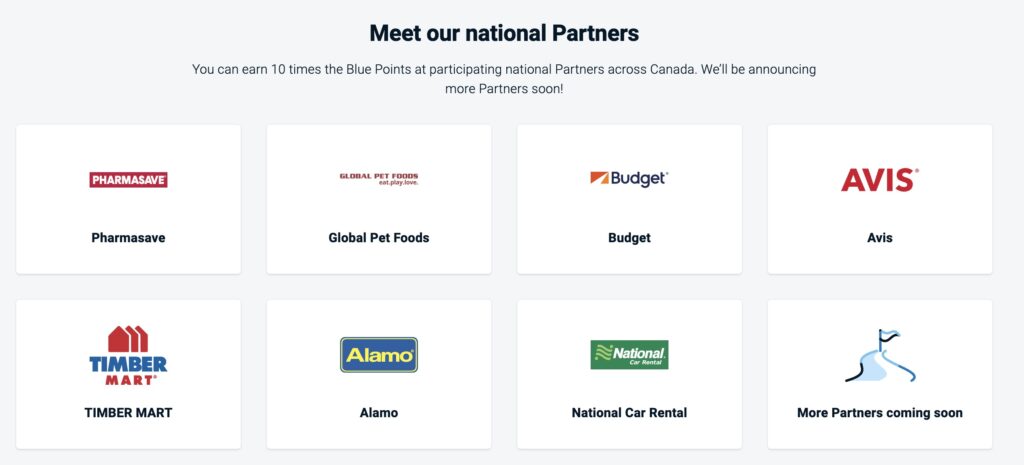 Blue Rewards partners