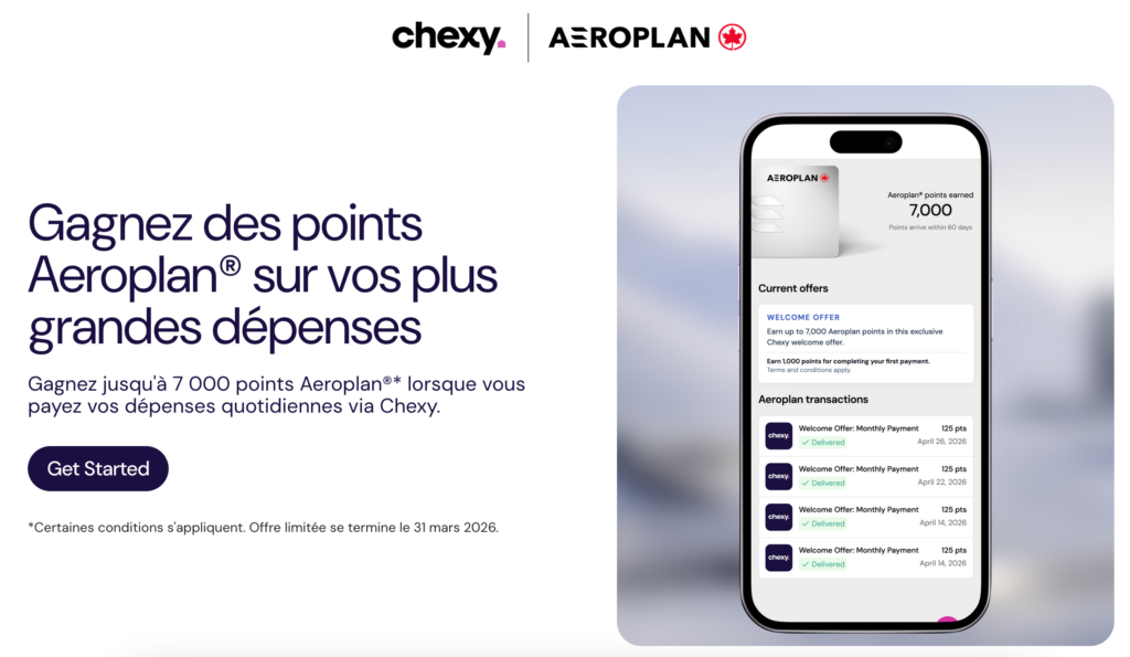 Chexy Aeroplan promo image April 2026