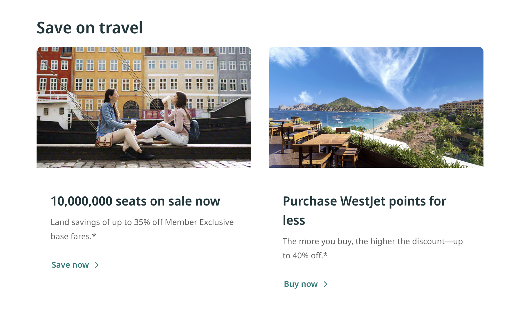 Buying points: up to 40% discount on the purchase of WestJet dollars - Save on WestJet travel
