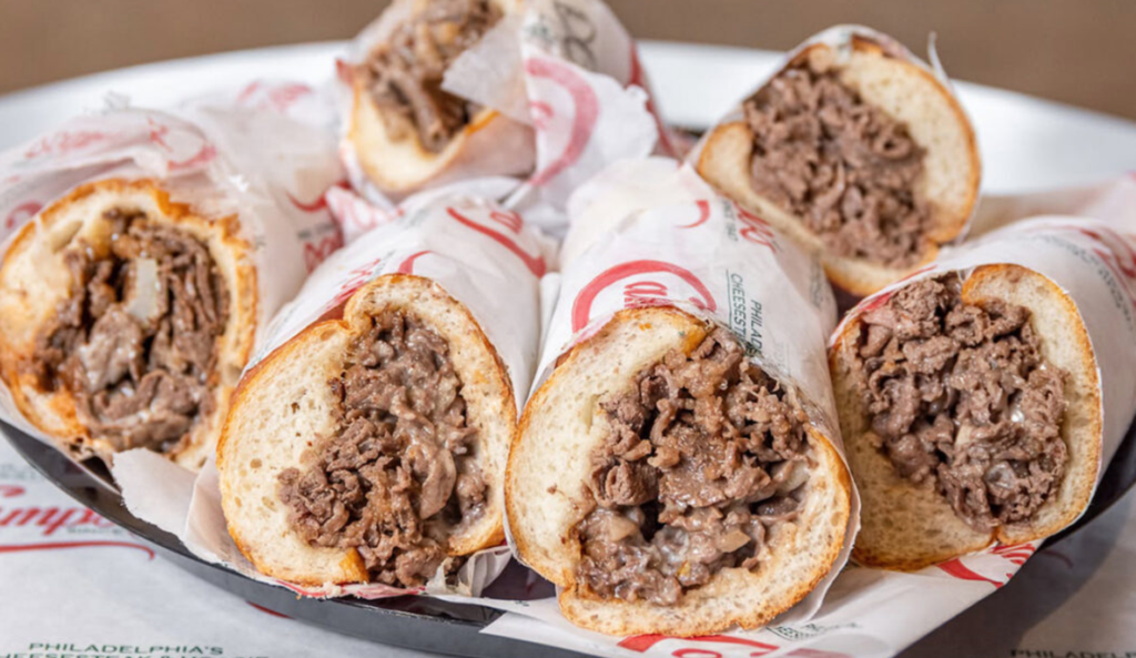 Platter of Campo Philly cheesesteaks