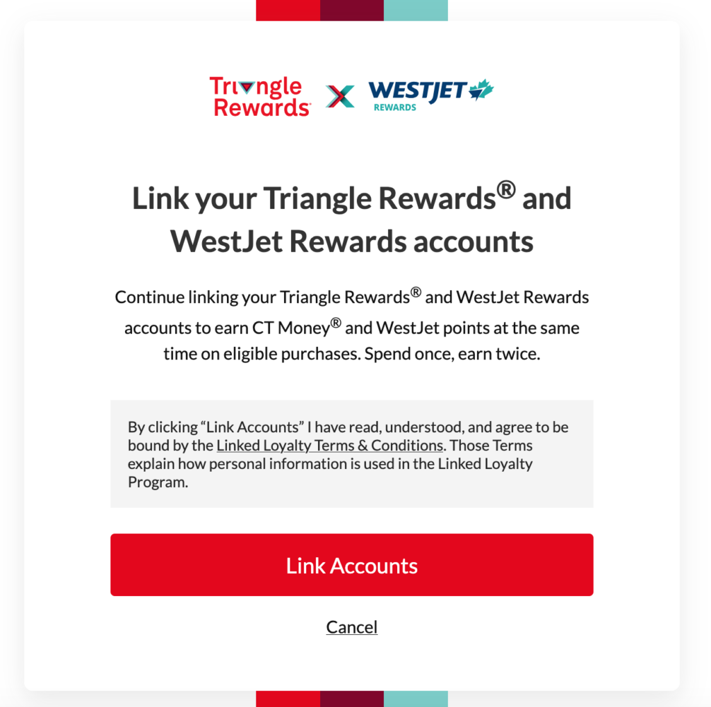 Link your Triangle and WestJet accounts