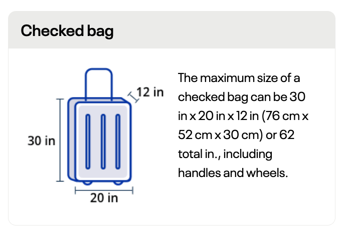 United Airlines checked baggage dimensions