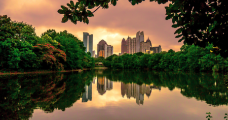Centre-ville d’Atlanta, Géorgie, depuis le parc