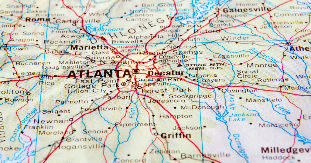 Atlanta on a map
