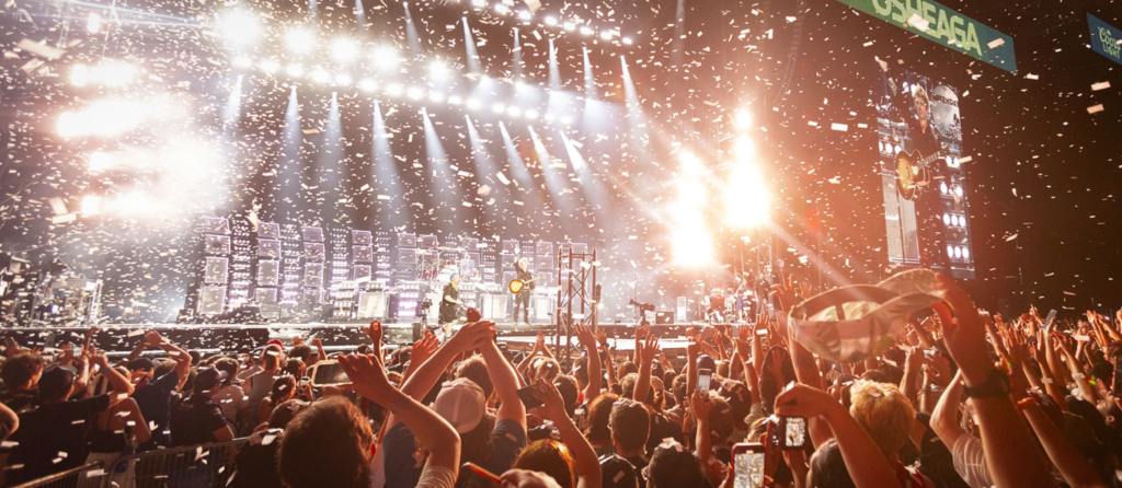 Osheaga stage with crowd at night