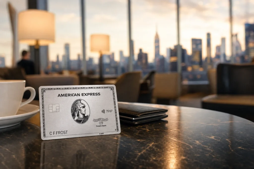 Carte de Platineᴹᴰ d’American Express en situation salon premium