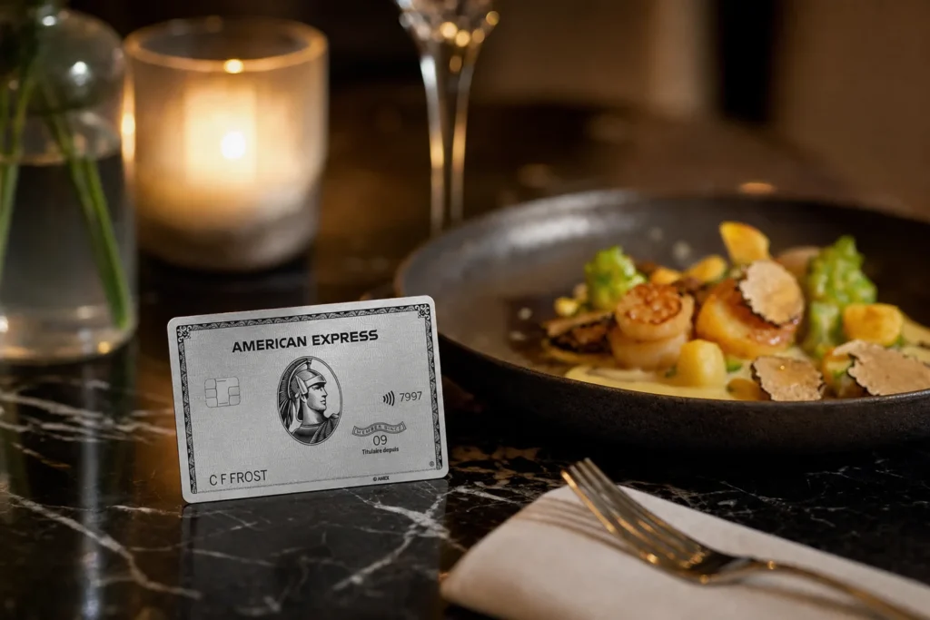 Carte de Platineᴹᴰ d’American Express en situation restaurant