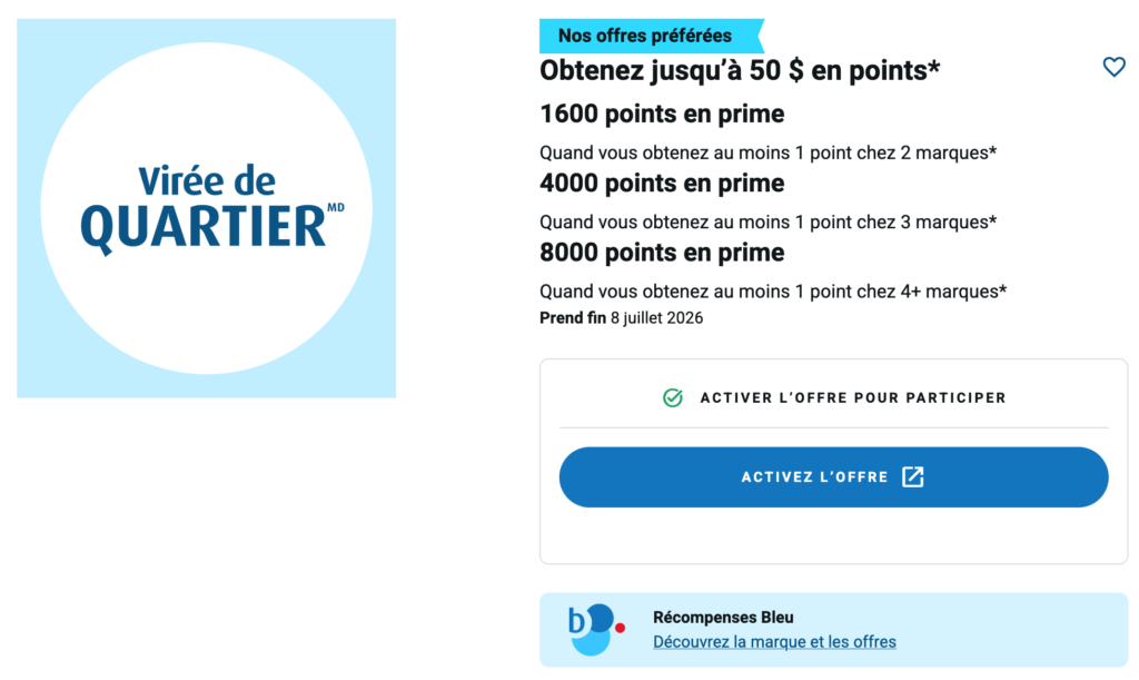 Blue Rewards shop the block details FR