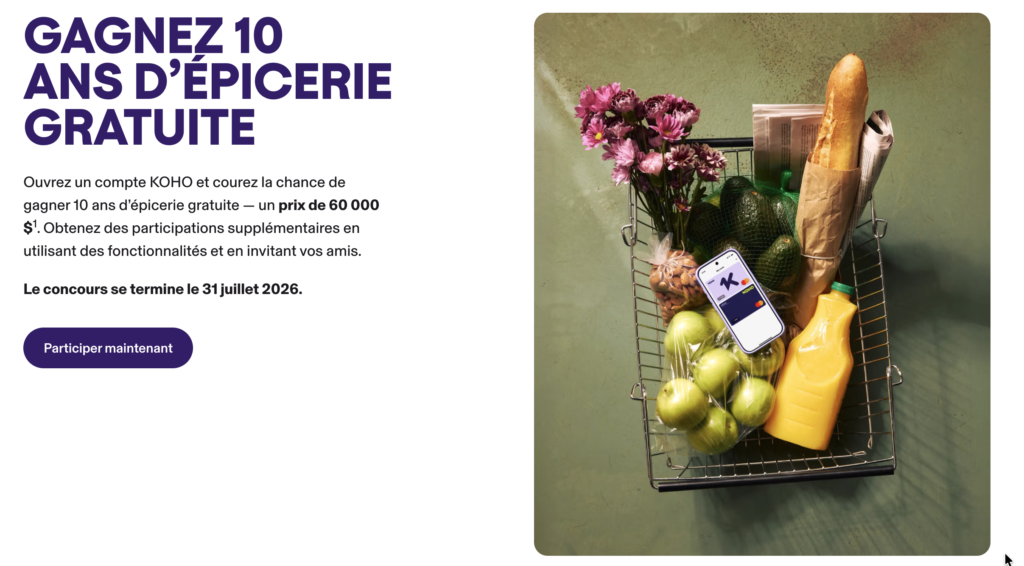 KOHO concours 10 ans epicerie gratuite