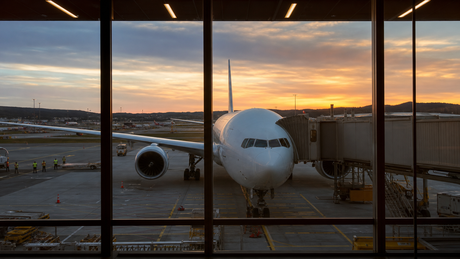 Air Canada wide-body aircraft at the gate