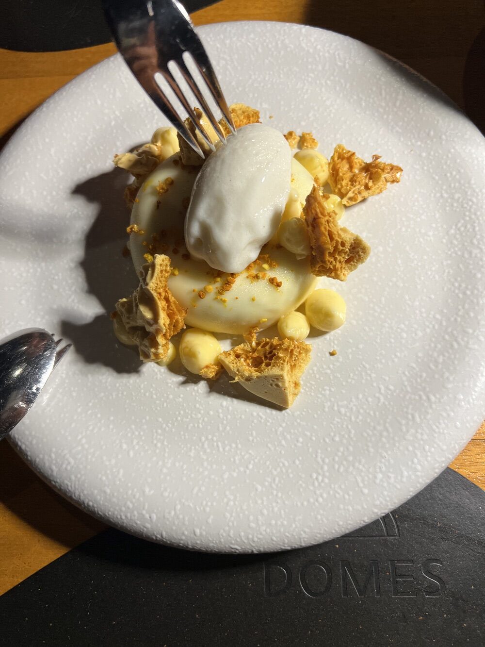 Lemon dessert served on a Domes plate