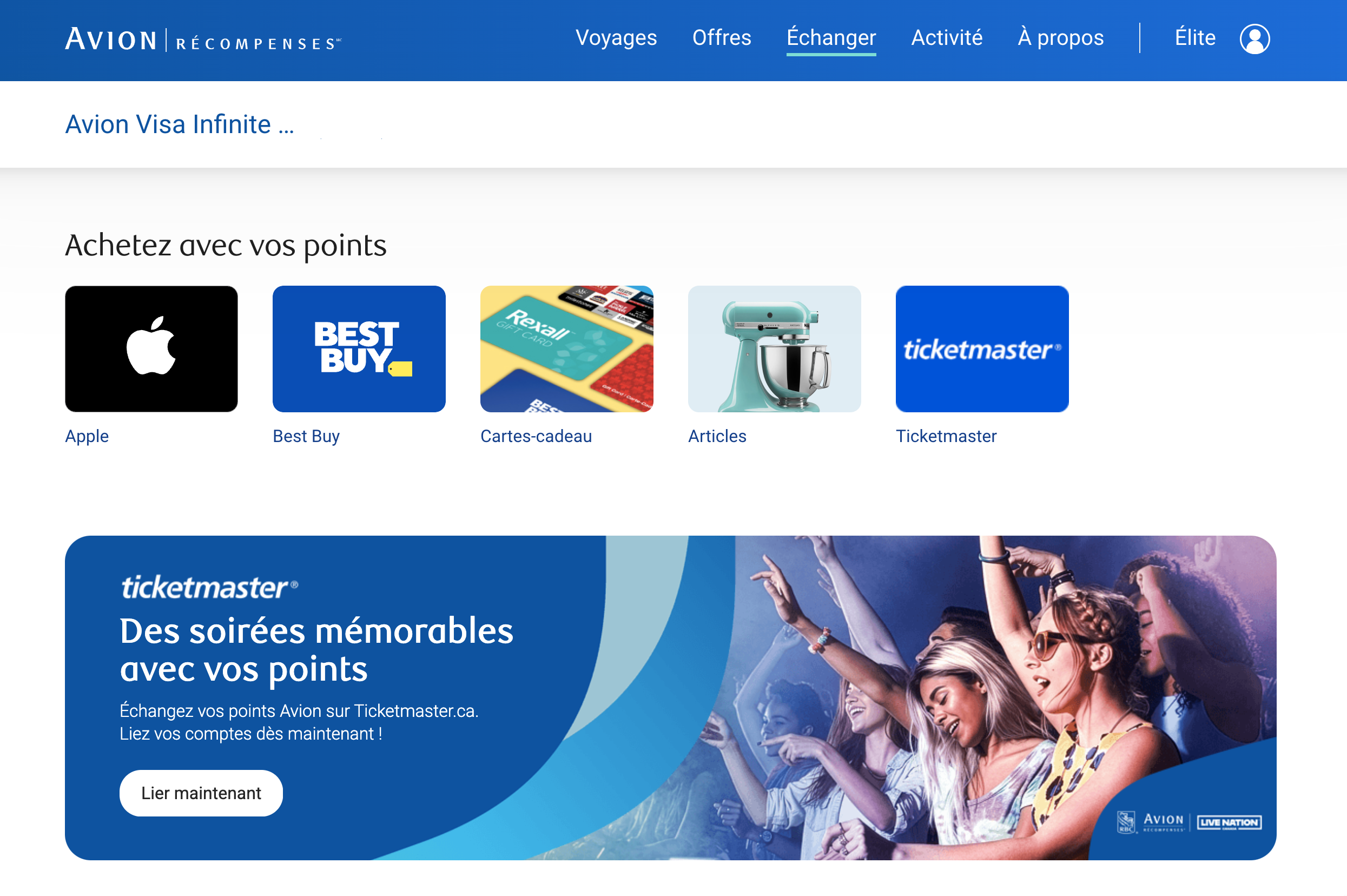 Tutoriel RBC&nbsp;: Comment transférer des points RBC Avion vers d’autres programmes aériens - Menu Échanger