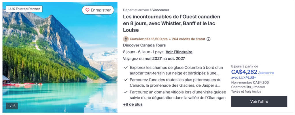 Luxury Escapes tours Canada FR