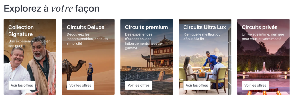 Luxury Escapes type of tours FR