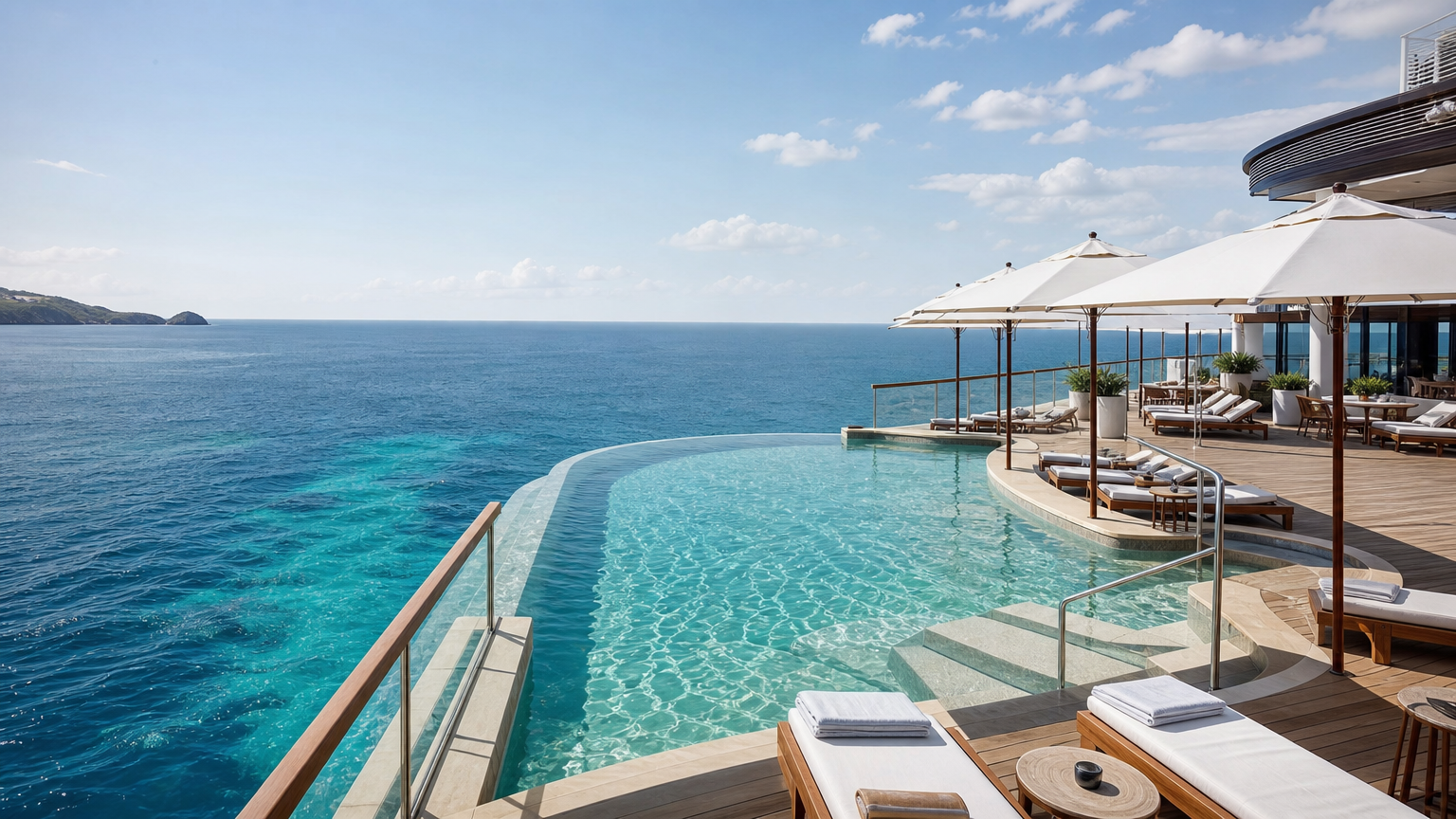 Infinity pool at a luxury resort facing the ocean
