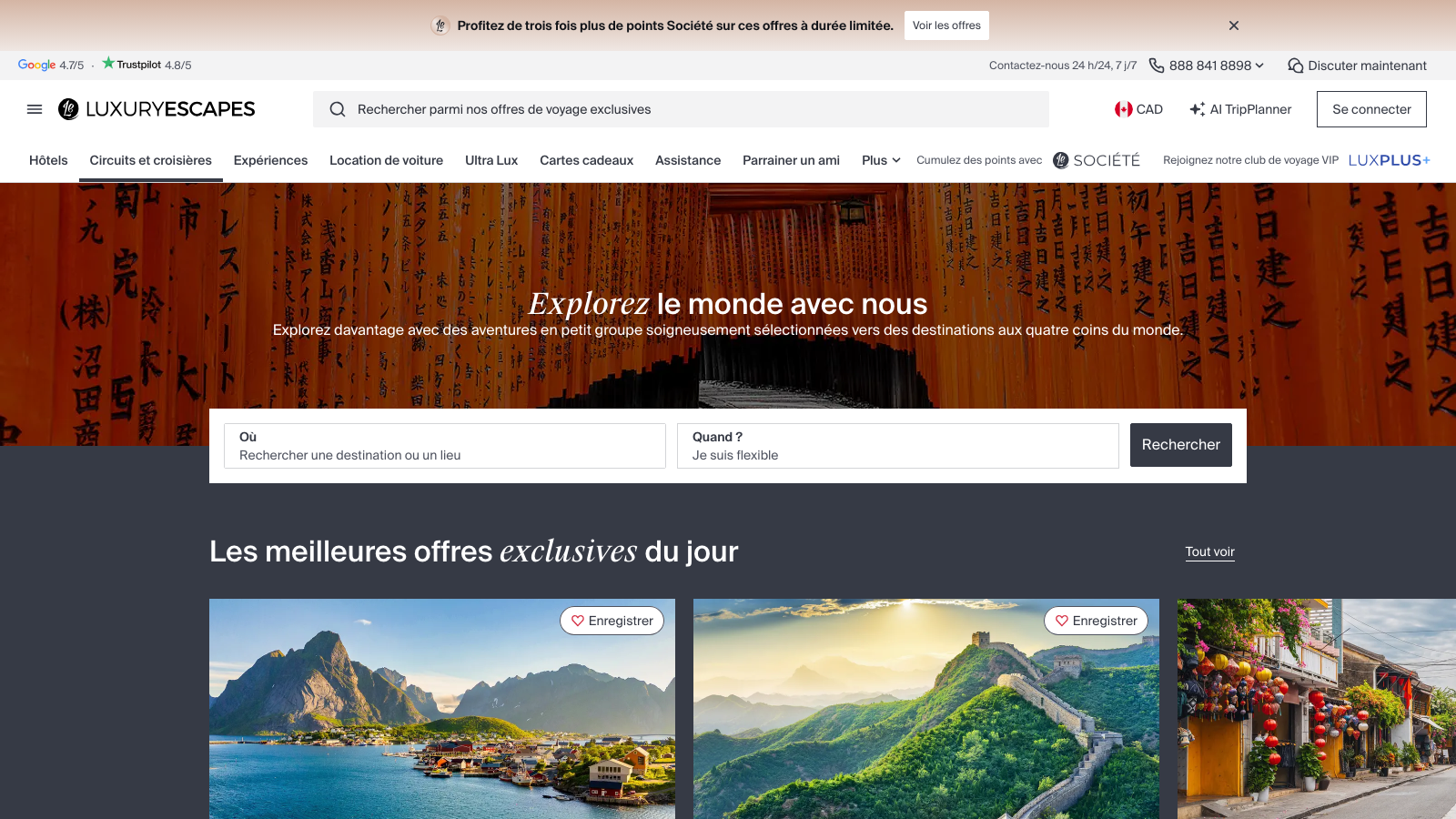 Luxury Escapes Tours and Cruises Page