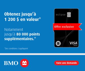 BMO eclipse Visa Infinite - offre exclusive jusqu'a 80 000 points